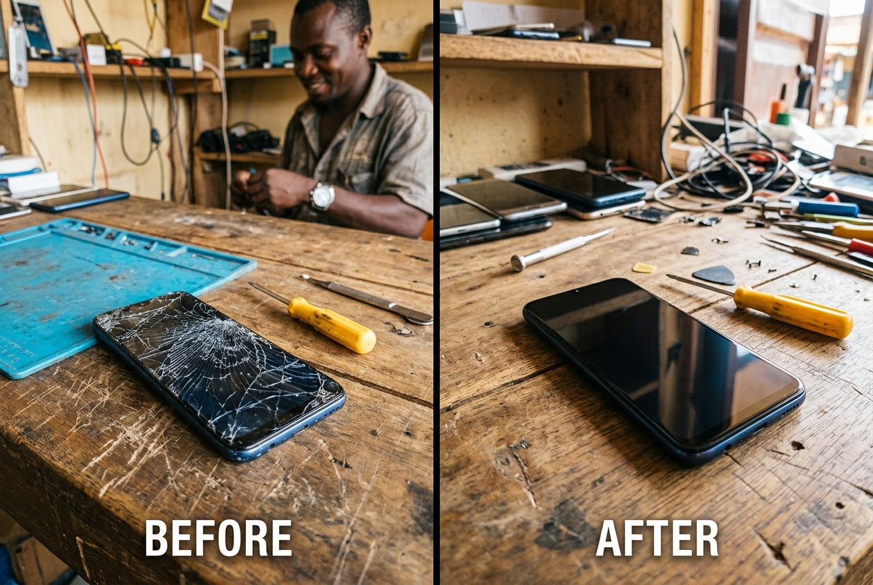 BEFORE (Damaged): Smashed iPhone 13 Pro Screen Replacement